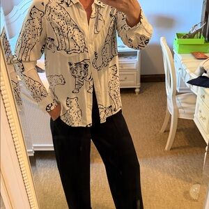 Rails white black animal print shirt medium